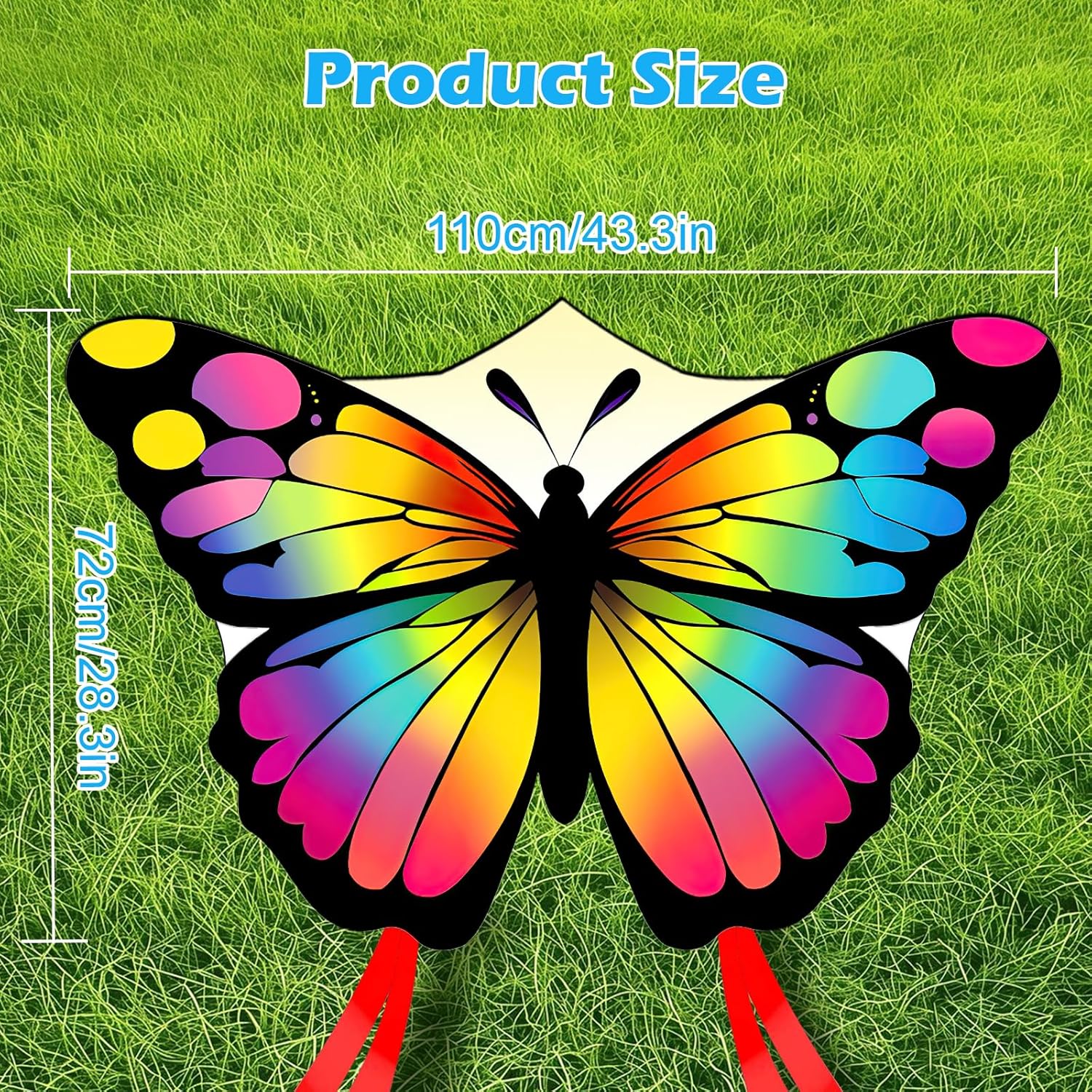 Skiennix Colorful Butterfly Kite - Easy to Fly for Kids & Adults | Perfect for Parks & Beach, 50M String Included