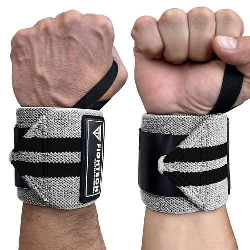 FIGHTECH Wrist Wraps for WeightLifting | 18 inch Professional Grade Lifting Wrist Wraps | Best for Powerlifting Competition, Strength Training, Bodybuilding (Gray, 18 Inch)