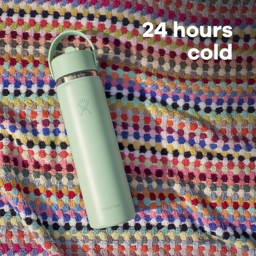 Hydro Flask Water Bottle - Insulated Stainless Steel | Leakproof Wide Straw Lid - 24 Oz Cloud Pink