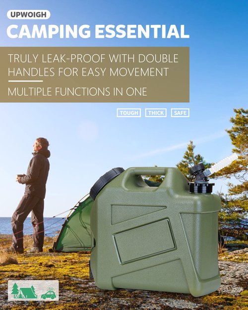 UPWOIGH Camping Water Container, 2.6 Gallon Small(13.1x12x5.3in) Water Containers Jug, Truly No Leakage Water Storage, Green Water Tank,BPA Free Portable Emergency Water Can for Camping, Hiking