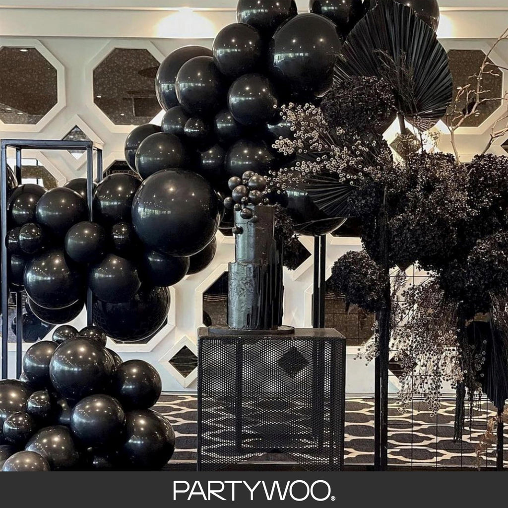 PartyWoo Black Balloons 155 pcs Different Sizes of 18 12 10 5 Inch Black Balloons Arch Kit Garland for Baby Shower Birthday Graduation Casino Gaming Anniversary Race Car Party Decorations Black-Y18
