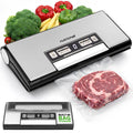 NutriChef Vacuum Sealer Machine, 80kPa Food Vacuum Sealer with Cutter, Bag Storage, Suction Hose, 1 Bag Roll & 5 Vacuum Bags to Ensure Freshness, Suitable for Freezer Meal Prep & Portioning 14"x7"x3"