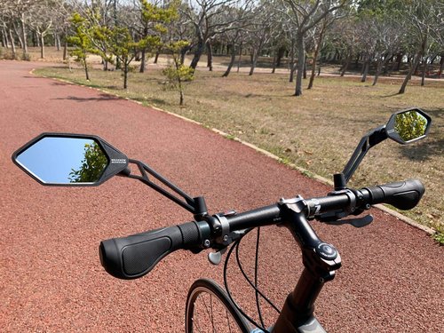 MEACHOW New Scratch Resistant Glass Lens,Handlebar Bike Mirror, Adjustable Safe Rearview Mirror, Bicycle Mirror (Silver Left Side) ME-005LS