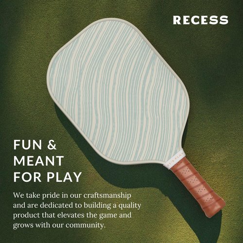 Recess Premium Pickleball Paddle, Barton Springs - Strong & Durable Fiberglass Surface, Lightweight, Honeycomb Core & Comfort Grip Handles - Tournament or Casual Play, USAPA Approved