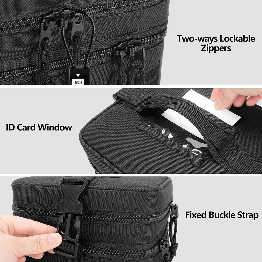 Skiennix Tactical Pistol Magazine Storage Bag - Double Layer with 5 Mag Slots & Lockable Zipper
