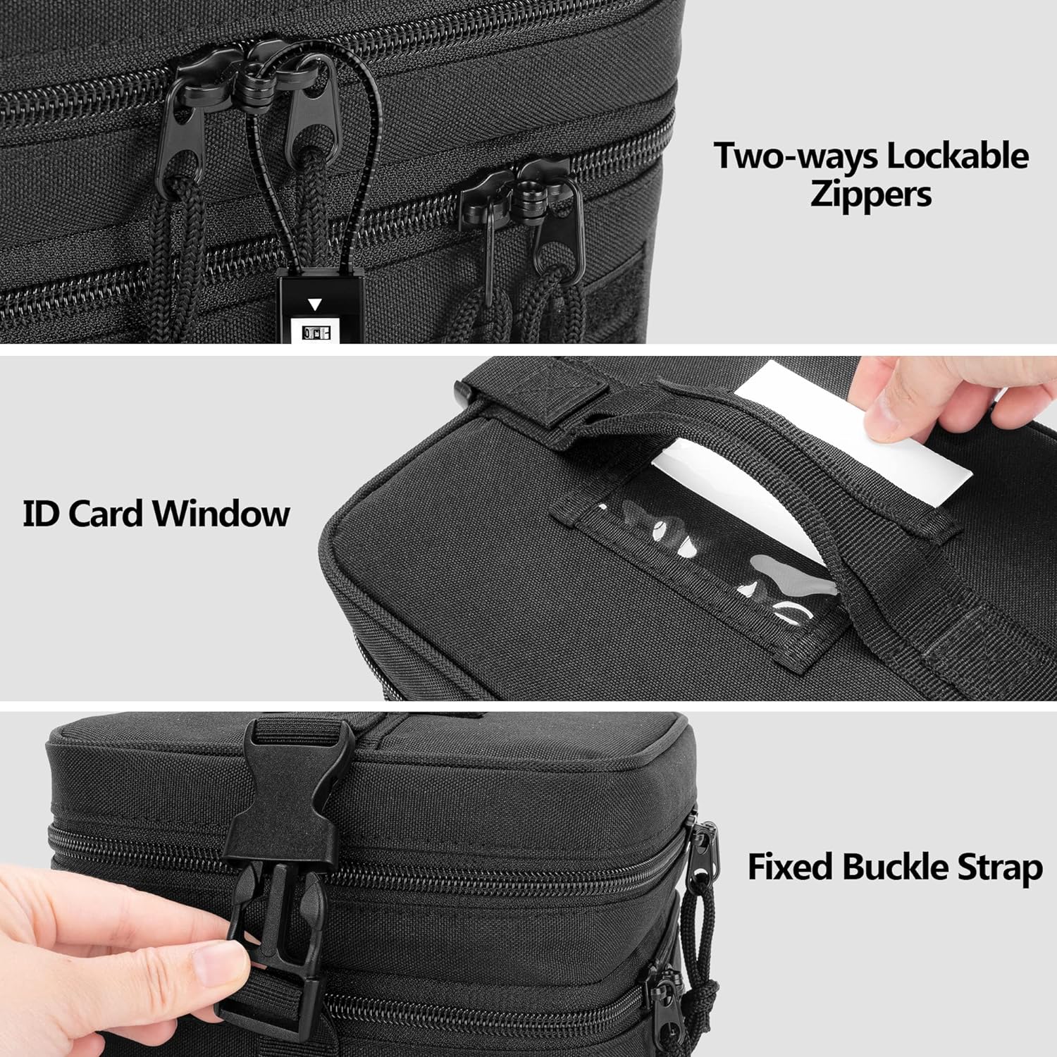 Skiennix Tactical Pistol Magazine Storage Bag - Double Layer with 5 Mag Slots & Lockable Zipper