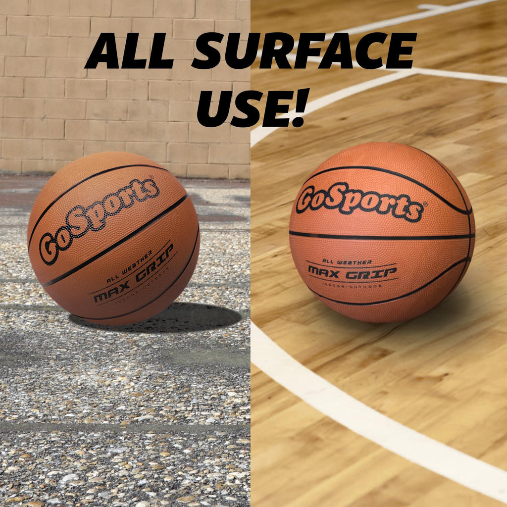GoSports Indoor/Outdoor Rubber Basketballs - Six Pack of Size 7 Balls with Pump & Carrying Bag
