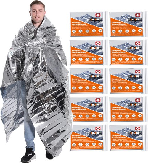 Mylar Emergency Blankets - Heavy Duty Thermal Survival Blankets | 10 Pack, 82" x 64" Size