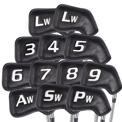 CHAMPKEY Premium Golf Club Covers for Men 12 Pack - Comfortable Polyurethane Golf Iron Covers - Ideal Golf Head Covers for Clubs