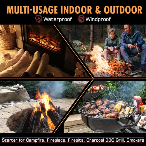 Fireflame Fire Plugs Fire Starter - Quick Instant 100% Waterproof Firestarter for Emergencies, Survival, Campfires, Fire Pits, Charcoal Grill - All Natural, Odorless & Non-Toxic - 50 Plugs in Bag