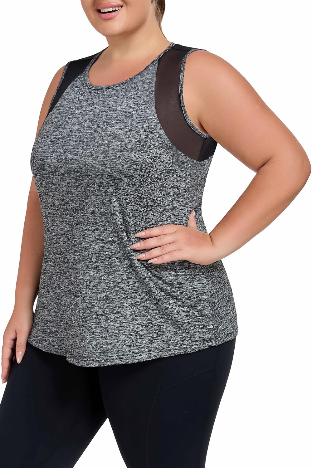 Skiennix Plus Size Workout Tank Tops - Mesh Sleeveless Athletic Tunics for Women | XL-5XL Loose Fit