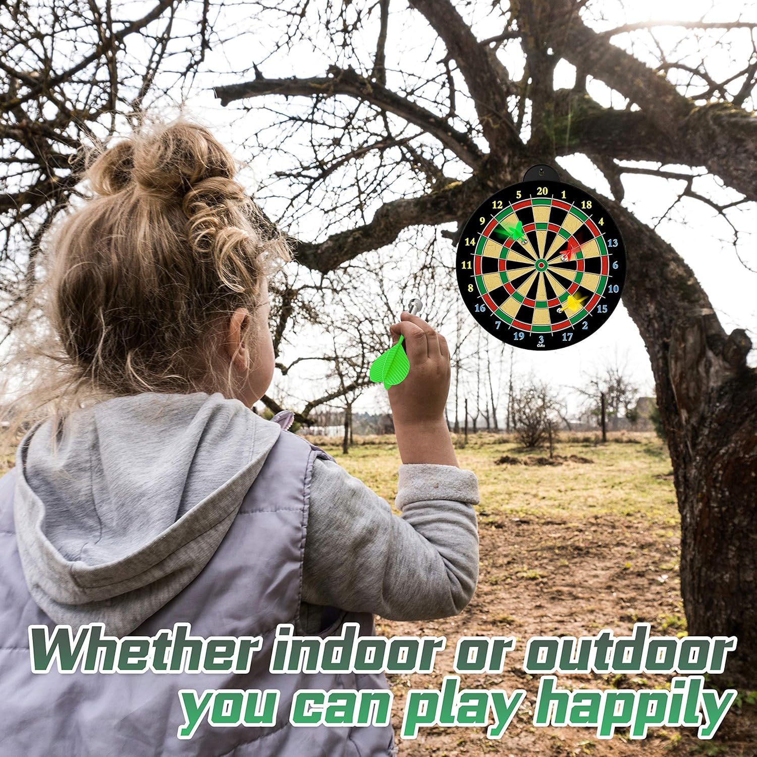 Skiennix Dart Board - 12-Piece Magnetic Darts Set - Perfect Indoor Game for Kids Ages 5-12
