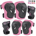 GTSBROS Knee Pads for Kids Knee Pads and Elbow Pads 6 in 1 Protective Gear Set with Wrist Guard for Boys Girls Skateboarding Inline Roller Skating Cycling Scooter(Pink)