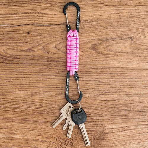 BRAVESHINE Paracord Keychain - Versatile Carabiner Clip & D-Ring Lanyard Hook for Water Bottles, Keys, Backpacks