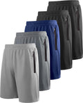 RPOVIG Men's Athletic Mesh Workout Shorts Set - 5 Pack with Zippered Pockets for Gym & Basketball