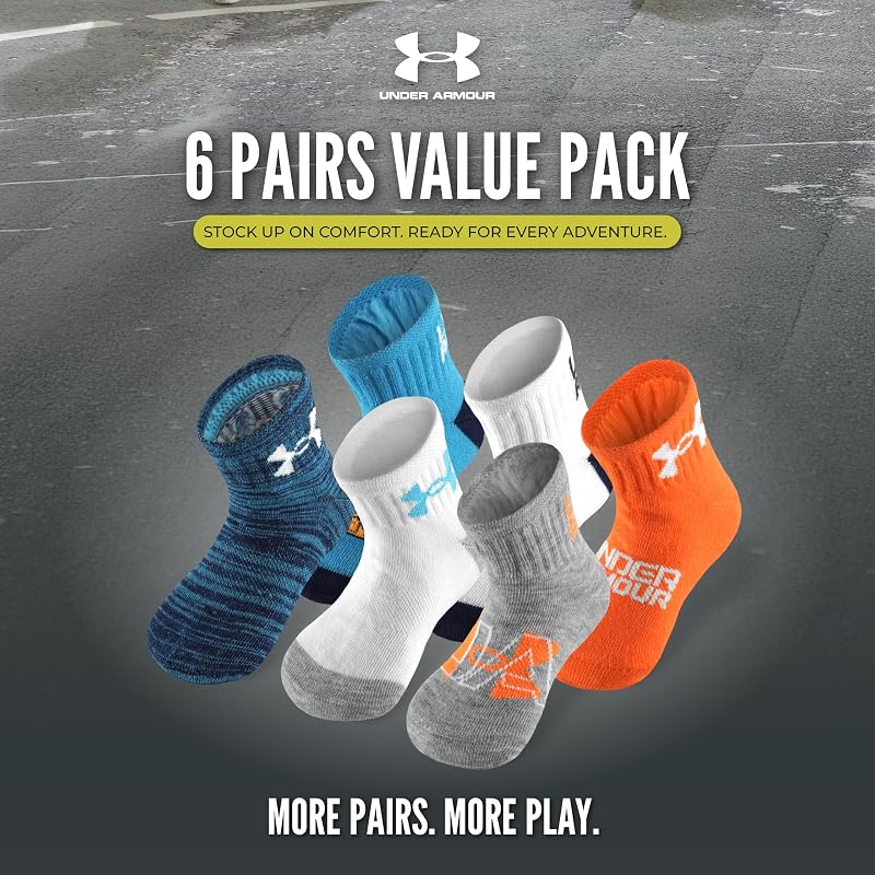 Under Armour Kids Quarter Socks - Multi 4-6 Pairs