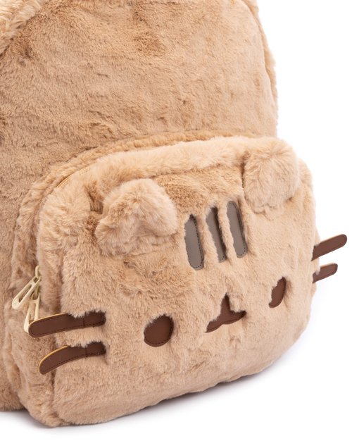 Pusheen Backpack Fur 3D Cat Beige Fluffy Rucksack 13.5"