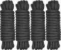 Boat Dock Lines - 1/2" x 15' Double Braided Nylon Ropes | Marine-Grade High Strength with 12" Loop - 4 Pack, Black