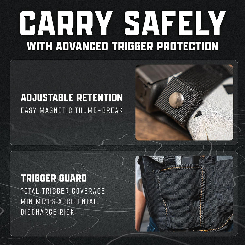 VNSH Belly Band Holster - Comfortable & Secure Concealed Carry | Fits 99% of Handguns with Mag Pouches