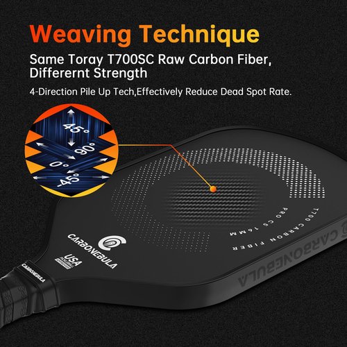 Carbonebula Pro C5 Pickleball Paddles, T700 Carbon Fiber Pickleball Paddle with a 16mm Power Polymer Core, The Pickle Ball Racket Designed for Ultimate Spin & Consistency, USAPA Approved