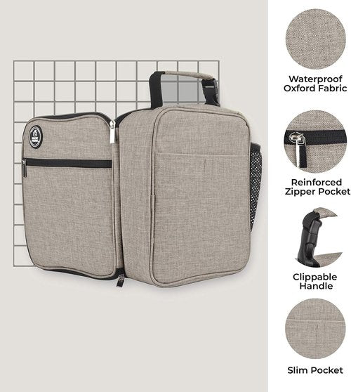 Healthy Packers Slim Ice Packs - Long Lasting Insulated Lunch Bag in Light Grey