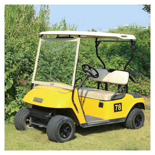 10L0L Golf Cart Foldable Windshield for EZGO TXT, Clear Film PVC Impact-Resistant Windproof