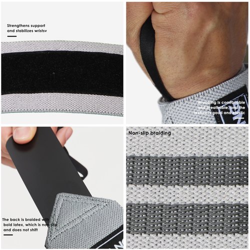 Wrist Wraps For Weightlifting Women Men Wraps Workout,Support For Working Out Strength Wrist,Lifting,Bench Press Training Anti-Slip Thickened 25IN (Grey)