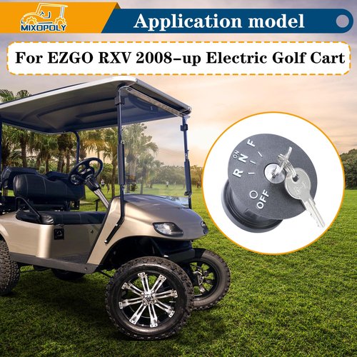 MIXOPOLY Golf Cart Ignition Key Switch Kit for EZGO RXV 2008-up Electric Golf Cart with 4 Gear Position, 4 Terminal and 2 Spare Keys,OEM 605637,611283,609682
