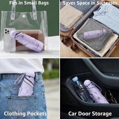 BAODINI Mini Travel Umbrella - Compact UV Sun Protection | Lightweight & Portable for Purse, Backpack