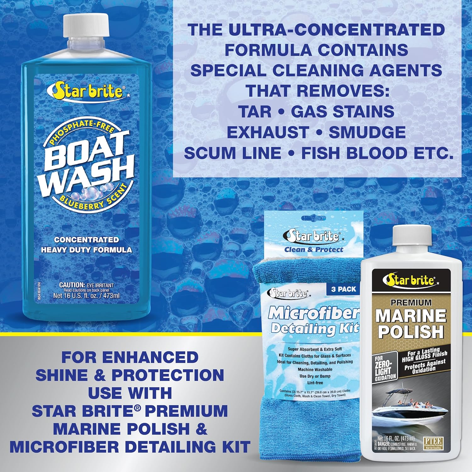 STAR BRITE Concentrated Boat Wash - Heavy-Duty Non-Streak Formula for Sparkling Clean Hulls - 128 OZ Gallon
