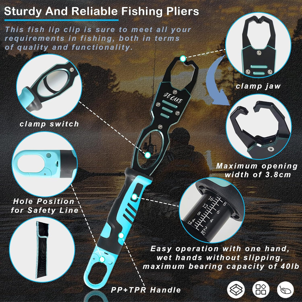 Selake Fishing Tools Set - 7 PCS Complete Kit with Fish Lip Gripper, Pliers, Hook Remover & Scissors | Corrosion Resistant for Saltwater & Freshwater