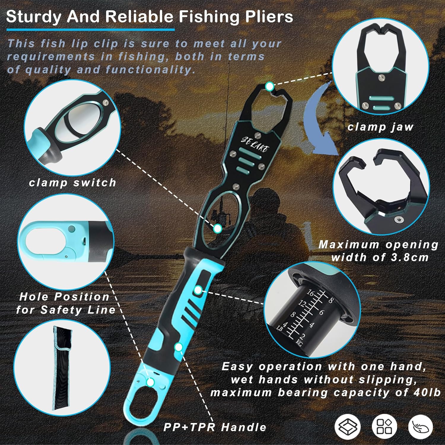 Selake Fishing Tools Set - 7 PCS Complete Kit with Fish Lip Gripper, Pliers, Hook Remover & Scissors | Corrosion Resistant for Saltwater & Freshwater