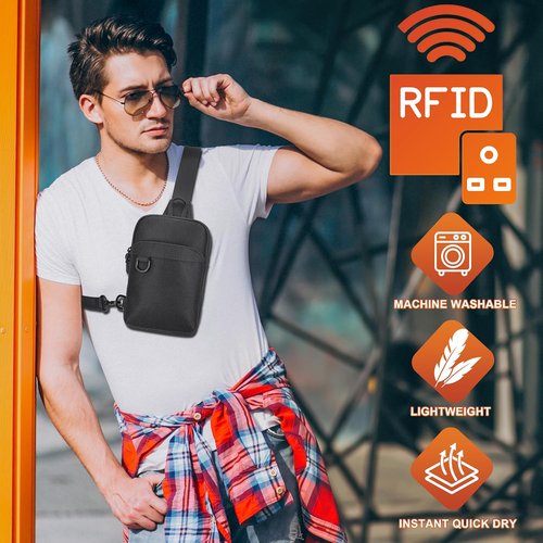 HILOMON RFID Blocking Small Sling Bag - Mini Crossbody for Travel & Hiking | Unisex Design