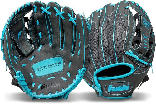 Franklin Sports Youth Teeball Gloves - Shok Sorb Kids Baseball Mitt - 10.5 Inch for Boys & Girls