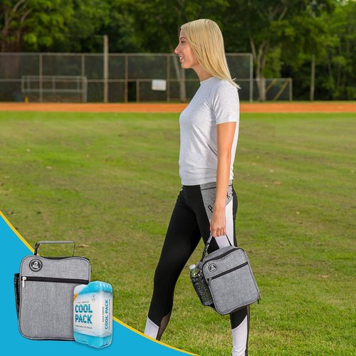 Healthy Packers Slim Ice Packs - Long Lasting Insulated Lunch Bag in Light Grey
