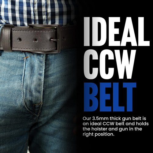 DeSantis 1 1/2” Everyday Carry Belt (EDC), Powder Coated Buckle Closure, Premium Leather Belt, Made of Leather and Other Synthetic Materials, 3.5mm Thick, Black, 36”
