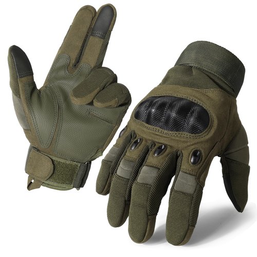 MVPTOO Motorcycle Tactical Gloves for Men - Touchscreen, Hard Shell & Palm Padding for Airsoft Paintball Hunting Hiking Camping Climbing Sports Cycling Gloves Green L