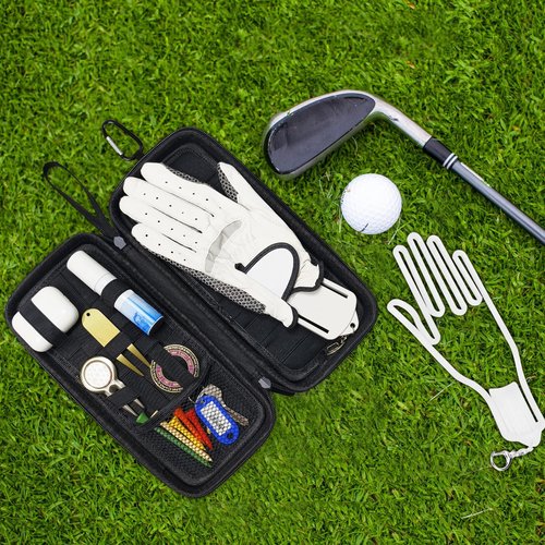 Golf Glove Holder Case, Golf Bag Organizer Hard Protective Case with Glove Shaper ,Pocket & Slots Store Golf Accessories and Personal Items Multifunctional Storage Golf Bag Gift for Men Women Golfers