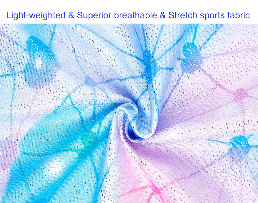 Domusgo Gymnastics Leotards for Girls 10-12 Years Old Blue Pink Heart Sparkly One Piece Tumbling Outfits