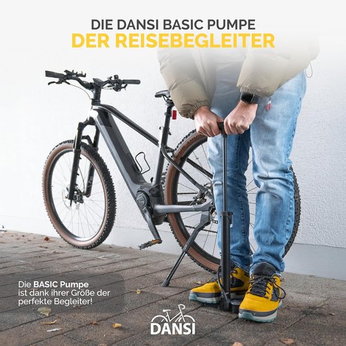 DANSI Bike Floor Pump - High Pressure 180 PSI with Gauge for Presta & Schrader Valves | Portable Multi-Purpose Air Pump