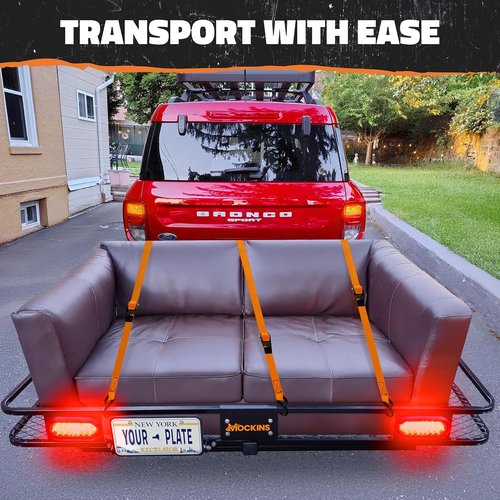 Mockins XXL Folding Trailer Hitch Cargo Carrier - All-Weather Steel Luggage Rack for SUV & Truck | 500Lbs Capacity