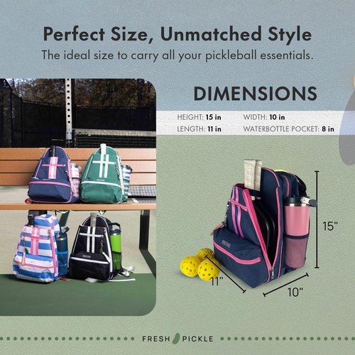 Fresh Pickle Teddi Pickleball Backpack - navy/pink Large Capacity Pickleball Bags for Women, Multipurpose Paddle Case with Multiple Pockets, Stylish Paddle Bag