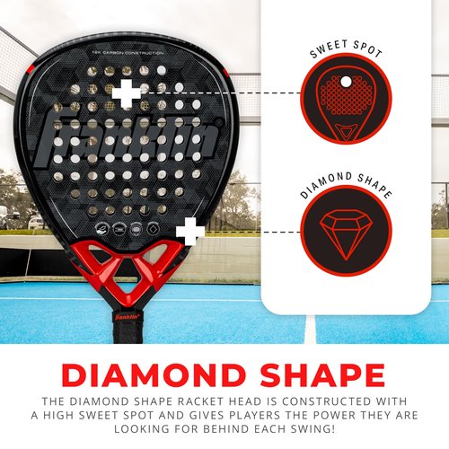 Franklin Sports Padel Racket - Glide - Fiberglass Diamond Shape Padel Racket with Foam Core - 365g Pop Tennis Paddle - Premium Performance - Blue/Yellow