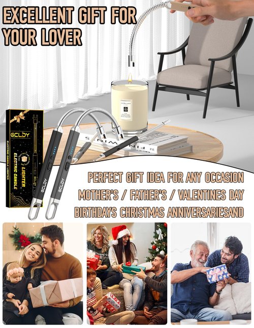 Electric Candle Lighter, Best Stocking Stuffers 2025 for Women Men Adults, Birthday Gift for Women Wife Mom Sister Nana Men, Long Rechargeable Lighter for Candle Grill Home Kitchen BBQ Camping