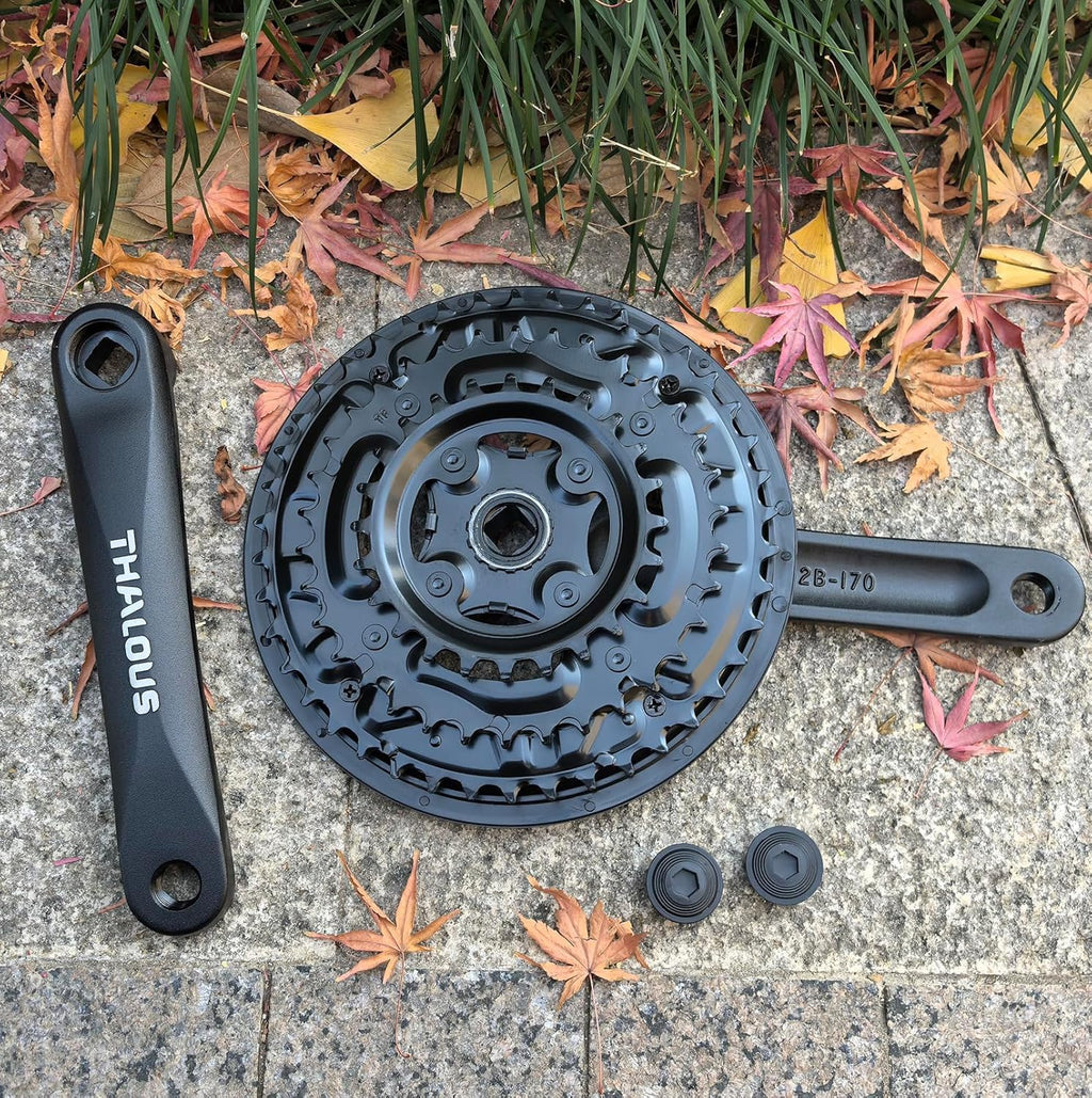 THALOUS Bicycle Crankset 6 7 8 Speed 42/34/24T Universal Square Crank Set 170MM Crank Arm for Mountain Bike