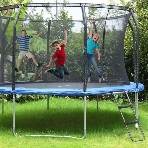 HBTower Trampoline Ladder - Wide Steps & Universal Hook - UV Treated Steel, 220 lbs Capacity