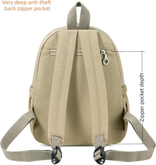 AOTIAN Mini Lightweight 11.8-Inch Backpack - Durable Khaki Travel Daypack for Women & Girls | 7 Liters