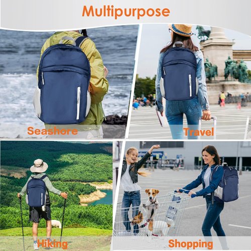 Waterproof Foldable Backpack Dry Storage Lightweight Daypack 35L Outdoor Backpack for Beach Men Women Dark Blue