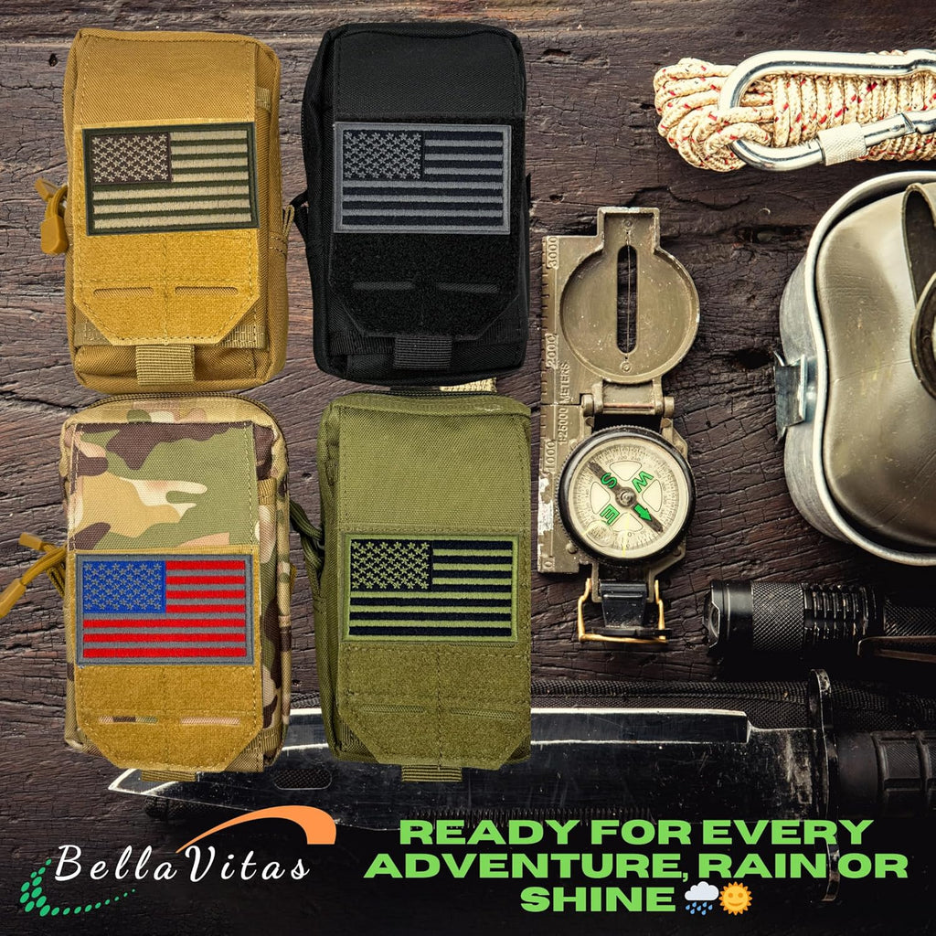 Skiennix Tactical Molle Pouch - Small EDC Utility Bag with US Flag Patch | Military Gadget Organizer