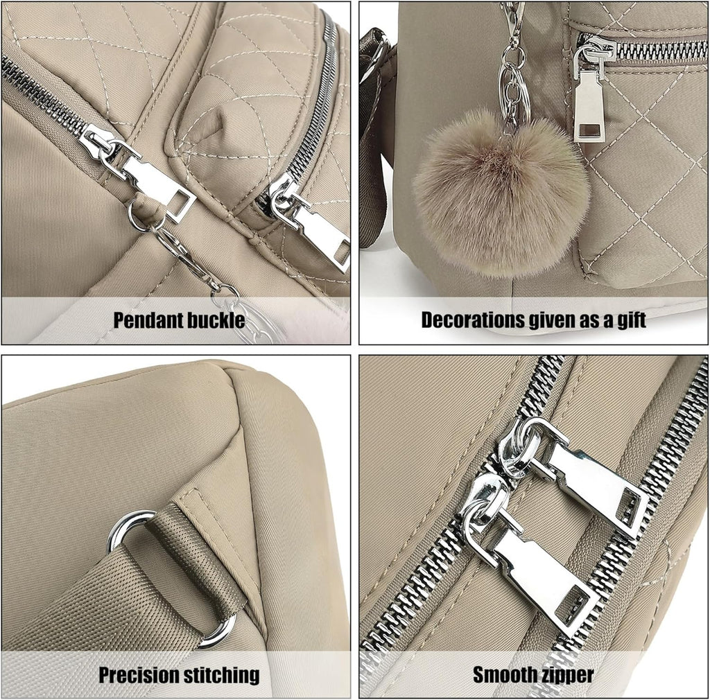 TANTOMI Mini Backpack Purse - Lightweight Travel Bag for Women with Pom Detail | Stylish & Compact